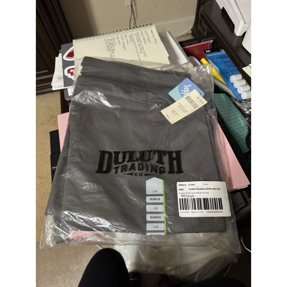 Duluth Trading NoGA Classic Relaxed Wide Leg Pants Lx31 Dark Gray UPF Zip Pocket - Picture 7 of 7